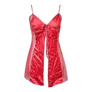 Y2k Victoria's Secret Red Slip Dress Split Front Silk - Size Small
